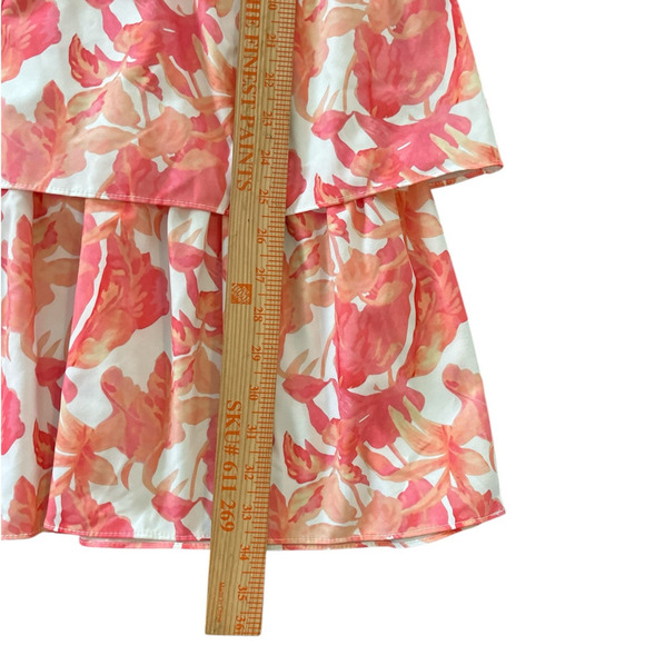 Beulah Style Tropical Floral Double Front Knot‎ Mini Dress Small Tiered Flirty - Picture 11 of 12